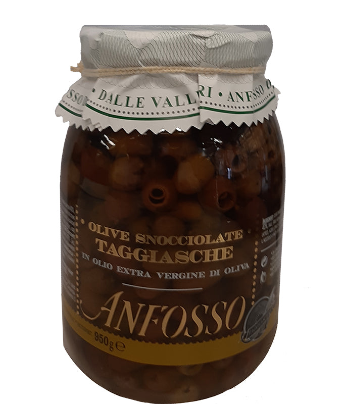 PITTED TAGGIASCA OLIVES IN EXTRA VIRGIN OLIVE OIL